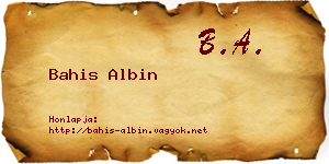 Bahis Albin névjegykártya